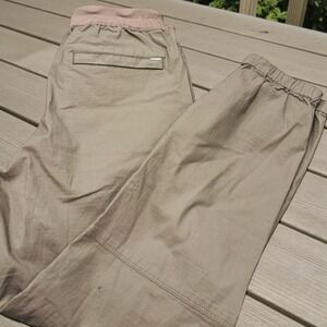 Vuori Men's Jogger Pants in Light Taupe with Pink Waistband